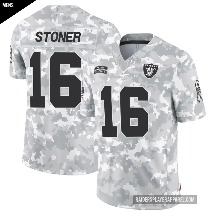 Men's Las Vegas Raiders ＃16 Dillon Stoner Arctic Camo Limited 2024 Salute to Service Jersey