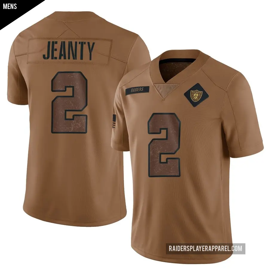 Men's Las Vegas Raiders ＃2 Ashton Jeanty Brown Limited 2023 Salute To Service Jersey