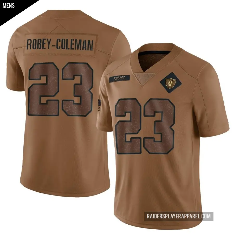 Men's Las Vegas Raiders ＃23 Nickell Robey-Coleman Brown Limited 2023 Salute To Service Jersey