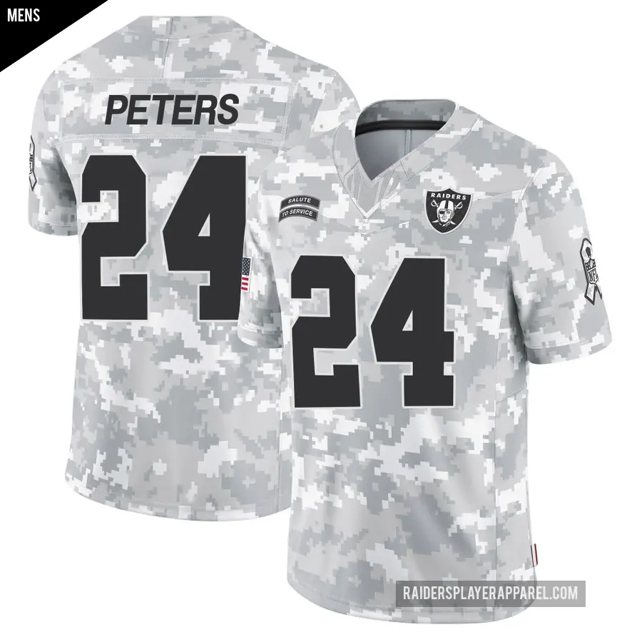 Men's Las Vegas Raiders ＃24 Marcus Peters Arctic Camo Limited 2024 Salute to Service Jersey