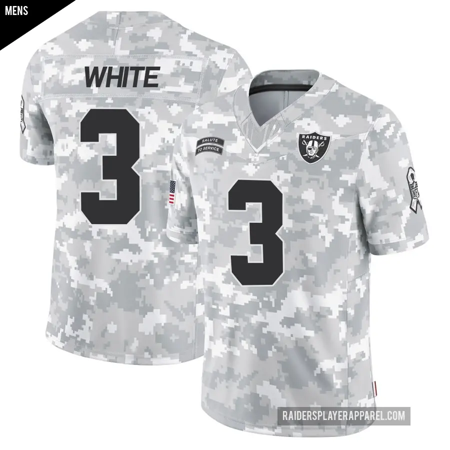 Men's Las Vegas Raiders ＃3 Zamir White Arctic Camo Limited 2024 Salute to Service Jersey