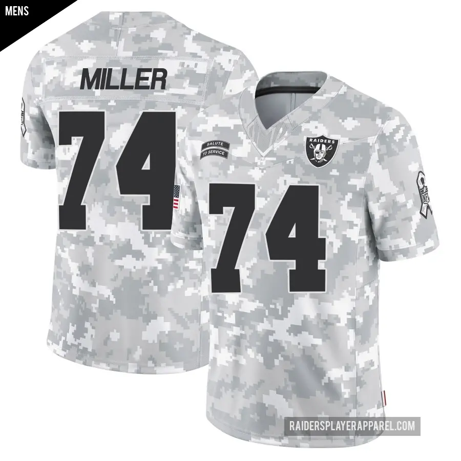 Men's Las Vegas Raiders ＃74 Kolton Miller Arctic Camo Limited 2024 Salute to Service Jersey