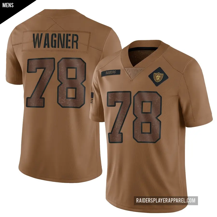 Men's Las Vegas Raiders ＃78 Dalton Wagner Brown Limited 2023 Salute To Service Jersey