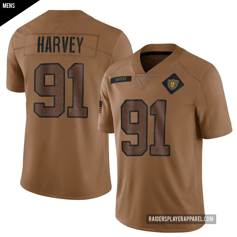 Men's Las Vegas Raiders ＃91 Jahfari Harvey Brown Limited 2023 Salute To Service Jersey