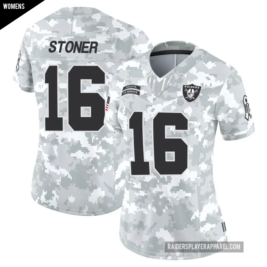 Women's Las Vegas Raiders ＃16 Dillon Stoner Arctic Camo Limited 2024 Salute to Service Jersey