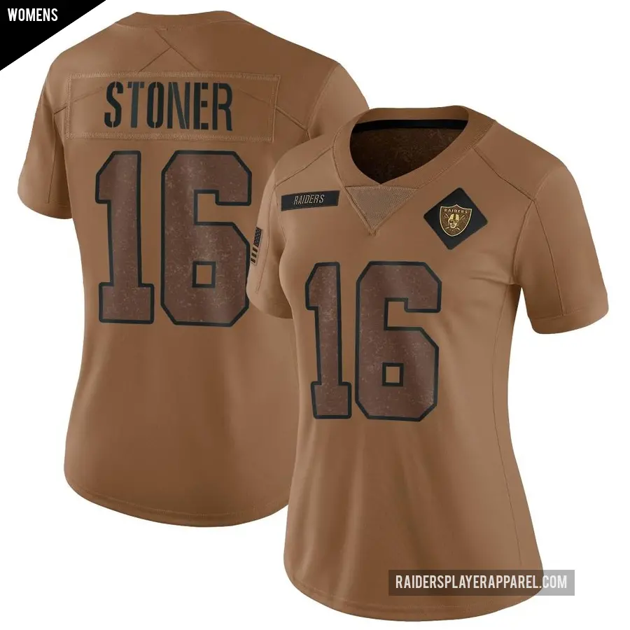 Women's Las Vegas Raiders ＃16 Dillon Stoner Brown Limited 2023 Salute To Service Jersey