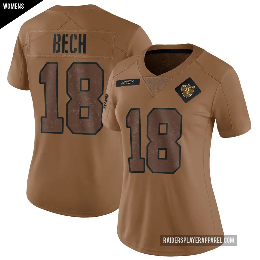 Women's Las Vegas Raiders ＃18 Jack Bech Brown Limited 2023 Salute To Service Jersey