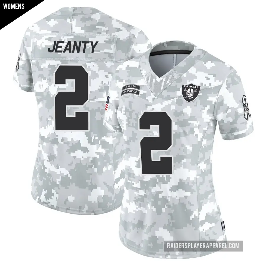 Women's Las Vegas Raiders ＃2 Ashton Jeanty Arctic Camo Limited 2024 Salute to Service Jersey