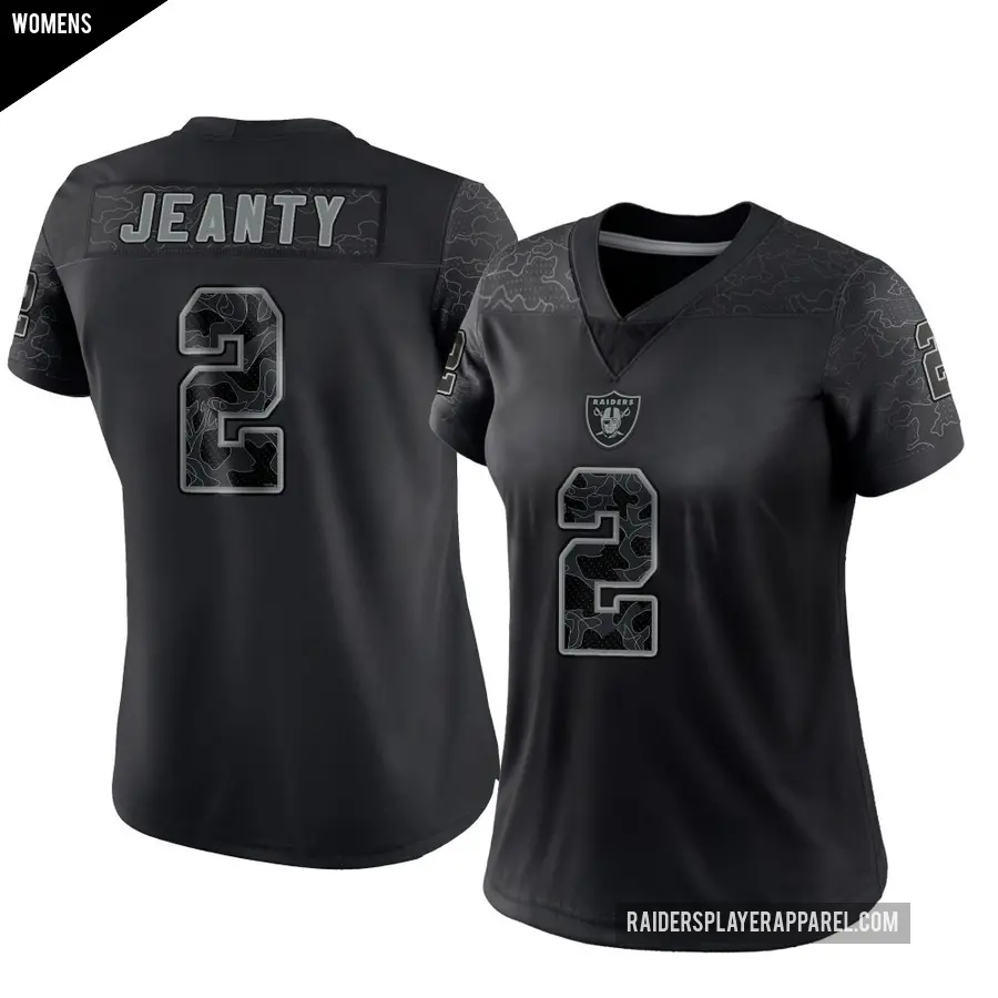 Women's Las Vegas Raiders ＃2 Ashton Jeanty Black Limited Reflective Jersey