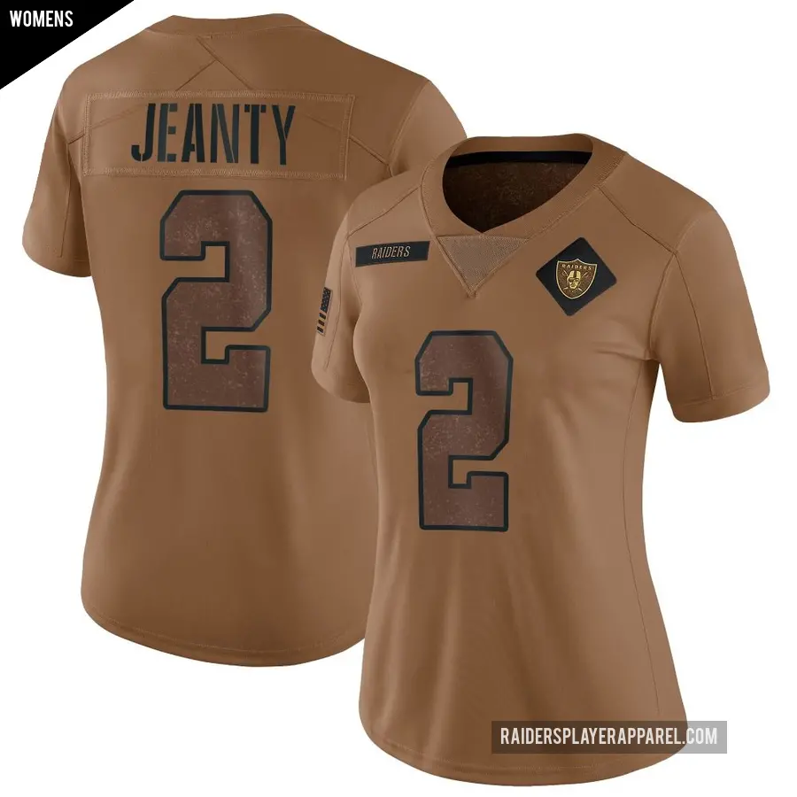 Women's Las Vegas Raiders ＃2 Ashton Jeanty Brown Limited 2023 Salute To Service Jersey