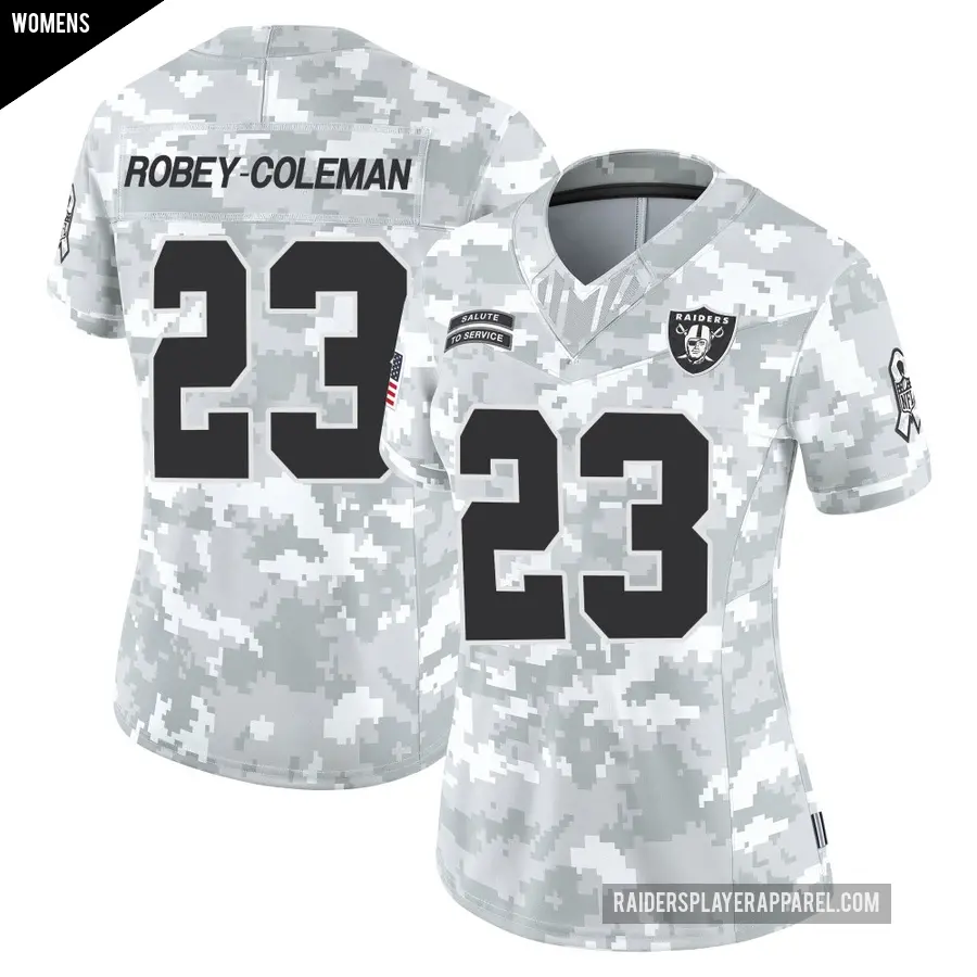 Women's Las Vegas Raiders ＃23 Nickell Robey-Coleman Arctic Camo Limited 2024 Salute to Service Jersey
