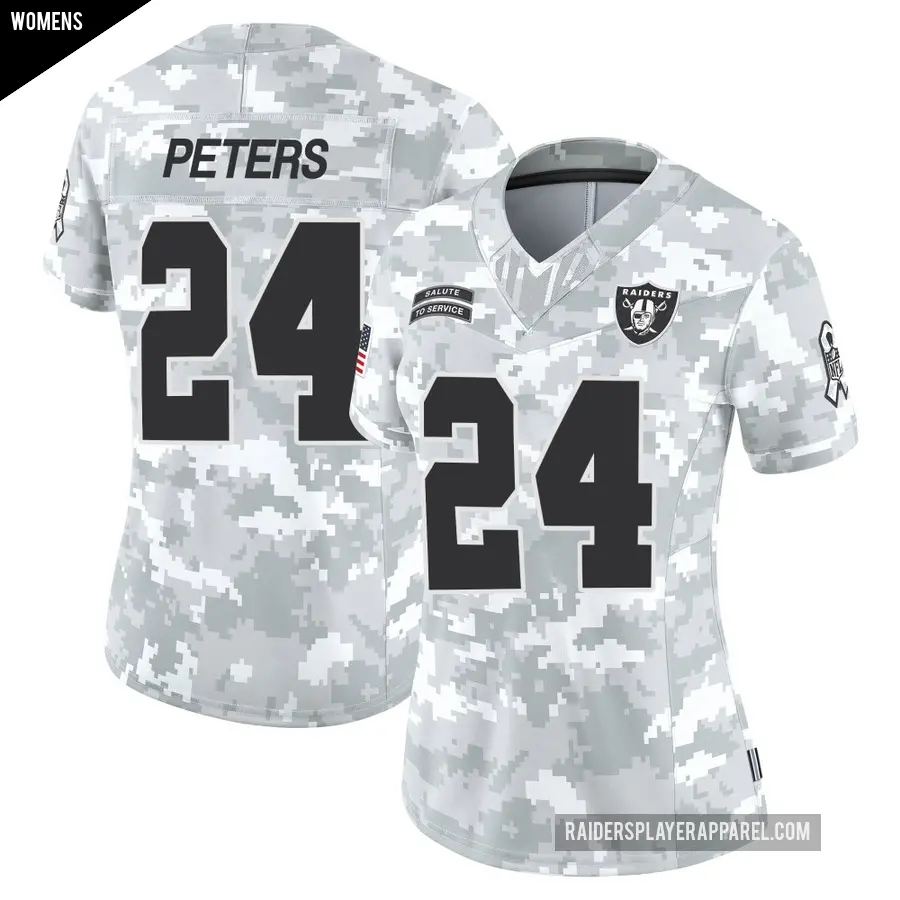 Women's Las Vegas Raiders ＃24 Marcus Peters Arctic Camo Limited 2024 Salute to Service Jersey