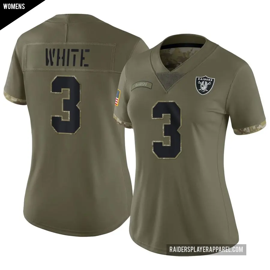 Women's Las Vegas Raiders ＃3 Zamir White Olive Limited 2022 Salute To Service Jersey
