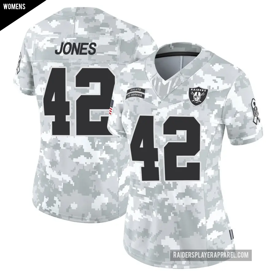 Women's Las Vegas Raiders ＃42 Matt Jones Arctic Camo Limited 2024 Salute to Service Jersey