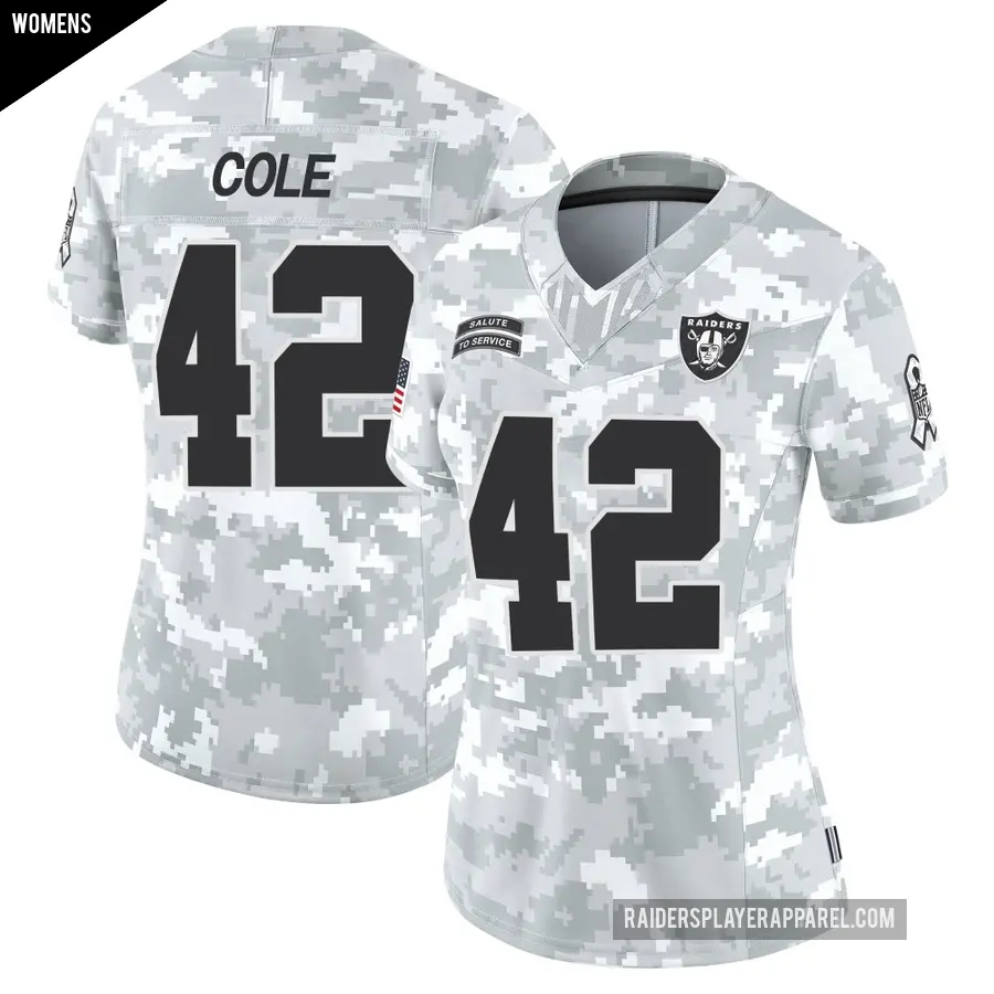 Women's Las Vegas Raiders ＃42 Qwynnterrio Cole Arctic Camo Limited 2024 Salute to Service Jersey