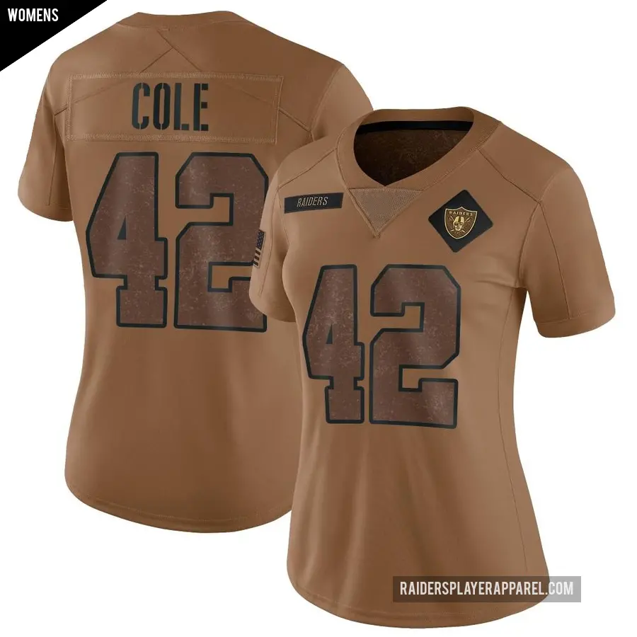Women's Las Vegas Raiders ＃42 Qwynnterrio Cole Brown Limited 2023 Salute To Service Jersey