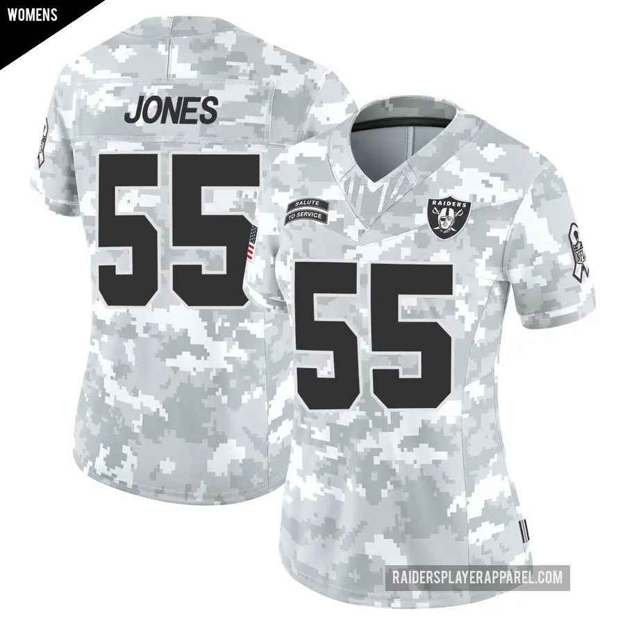 Women's Las Vegas Raiders ＃55 Chandler Jones Arctic Camo Limited 2024 Salute to Service Jersey