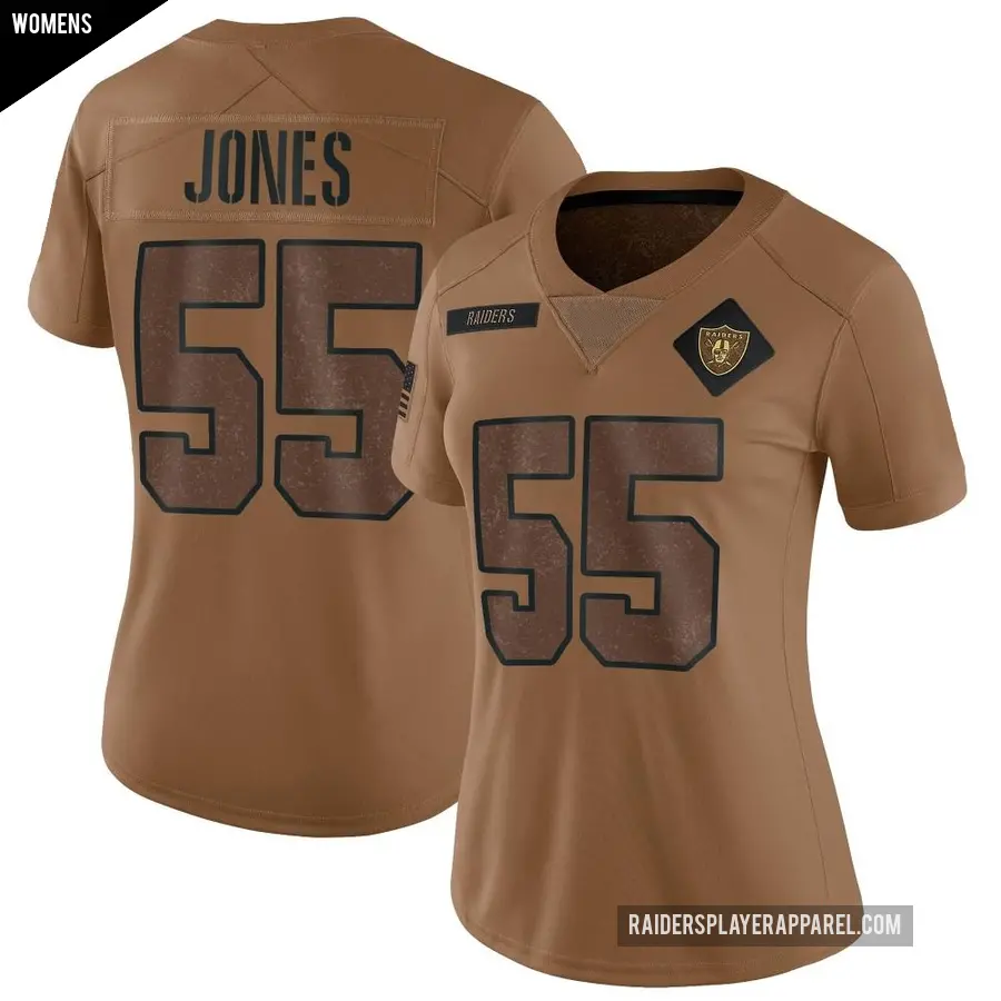 Women's Las Vegas Raiders ＃55 Chandler Jones Brown Limited 2023 Salute To Service Jersey