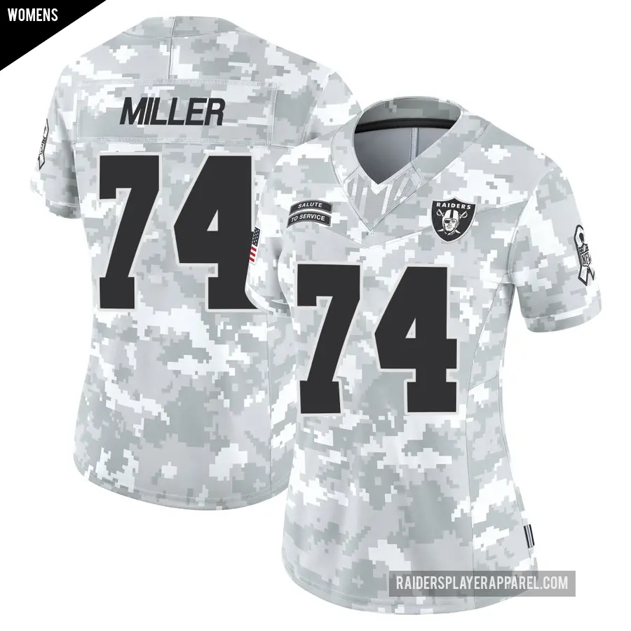 Women's Las Vegas Raiders ＃74 Kolton Miller Arctic Camo Limited 2024 Salute to Service Jersey
