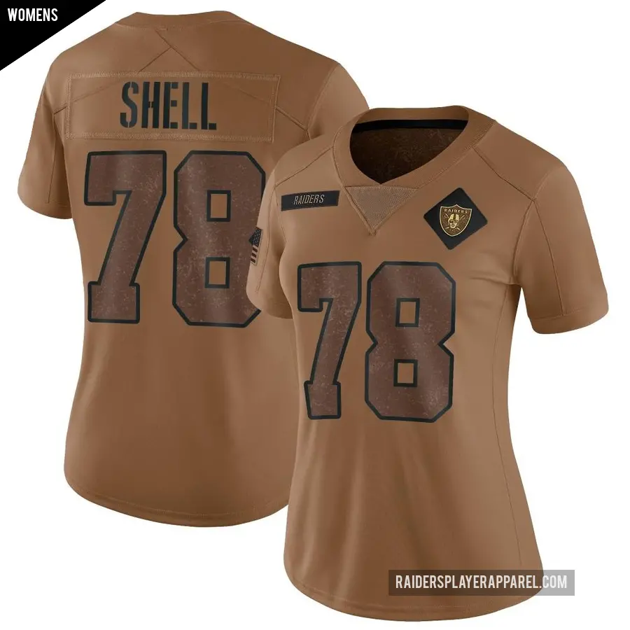 Women's Las Vegas Raiders ＃78 Art Shell Brown Limited 2023 Salute To Service Jersey