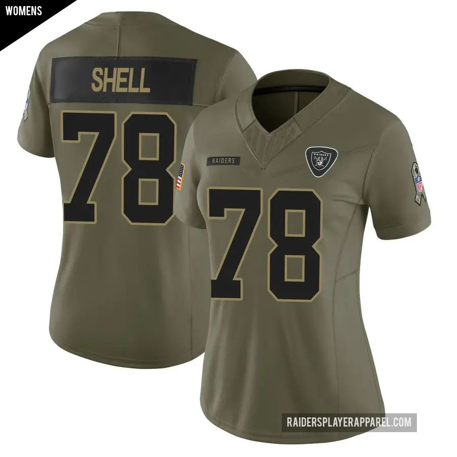 Women's Las Vegas Raiders ＃78 Art Shell Olive Limited 2025 Salute to Service Jersey