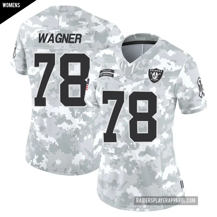 Women's Las Vegas Raiders ＃78 Dalton Wagner Arctic Camo Limited 2024 Salute to Service Jersey