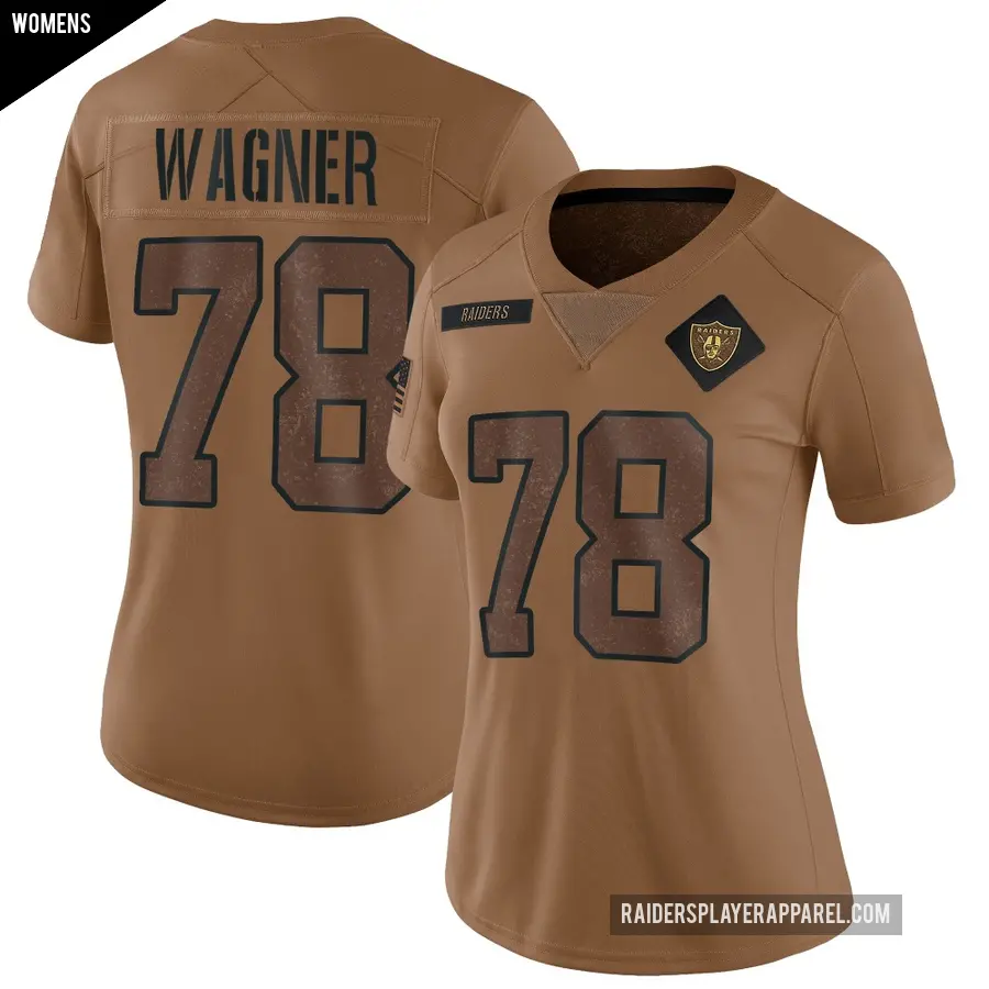 Women's Las Vegas Raiders ＃78 Dalton Wagner Brown Limited 2023 Salute To Service Jersey