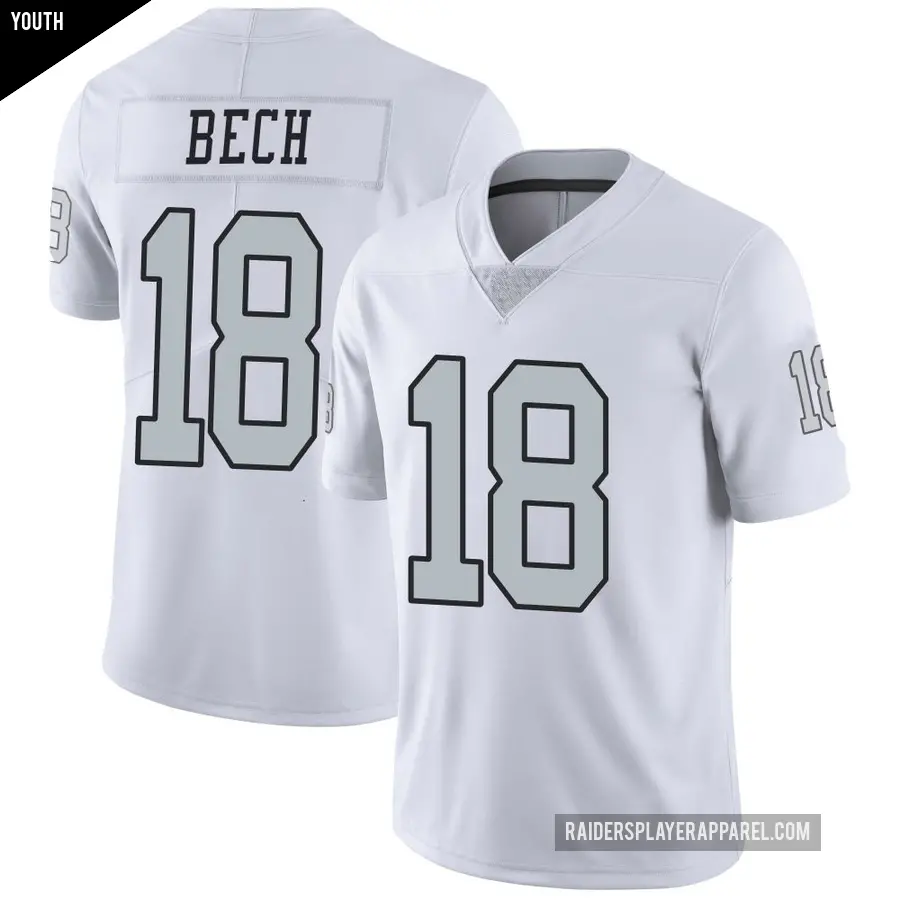 Youth Las Vegas Raiders ＃18 Jack Bech White Limited Color Rush Jersey