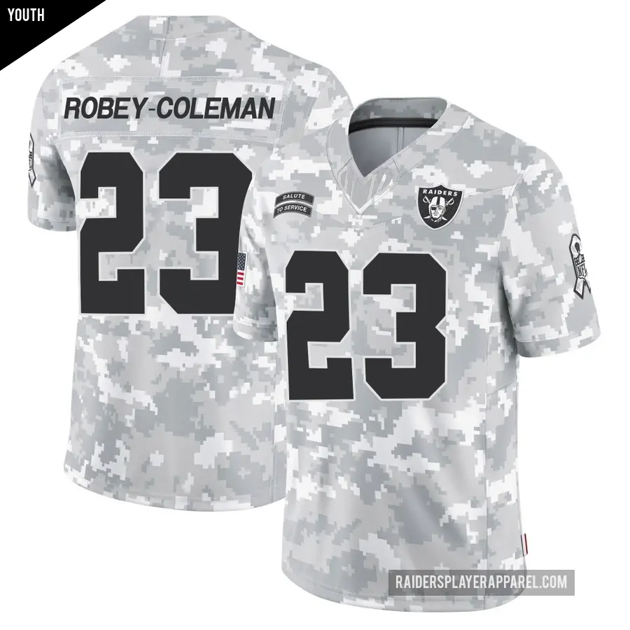 Youth Las Vegas Raiders ＃23 Nickell Robey-Coleman Arctic Camo Limited 2024 Salute to Service Jersey