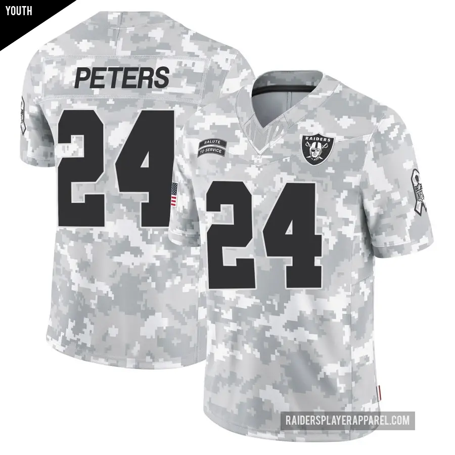 Youth Las Vegas Raiders ＃24 Marcus Peters Arctic Camo Limited 2024 Salute to Service Jersey