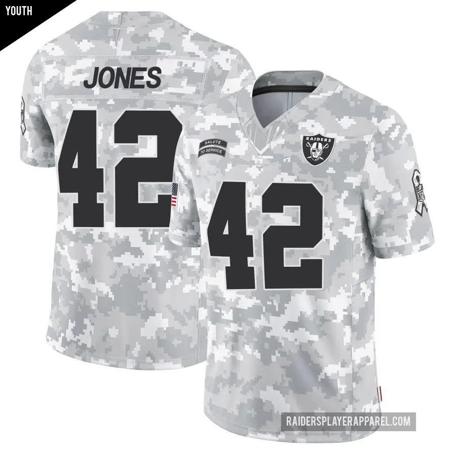 Youth Las Vegas Raiders ＃42 Matt Jones Arctic Camo Limited 2024 Salute to Service Jersey