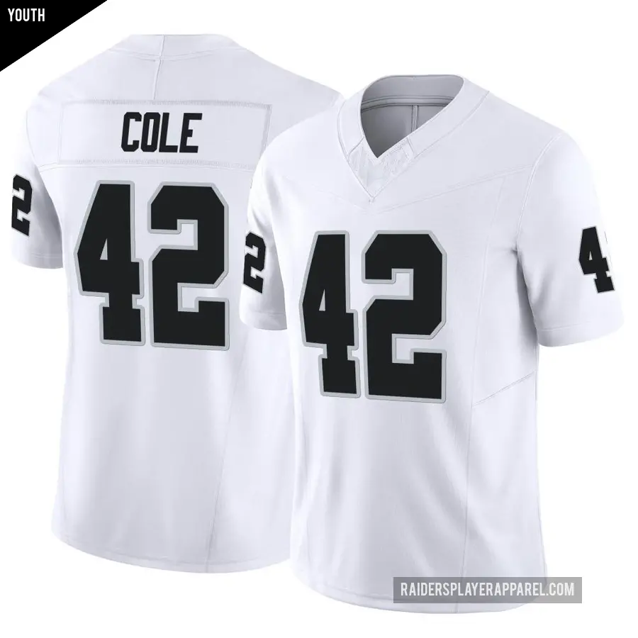 Youth Las Vegas Raiders ＃42 Qwynnterrio Cole White Limited Vapor F.U.S.E. Jersey