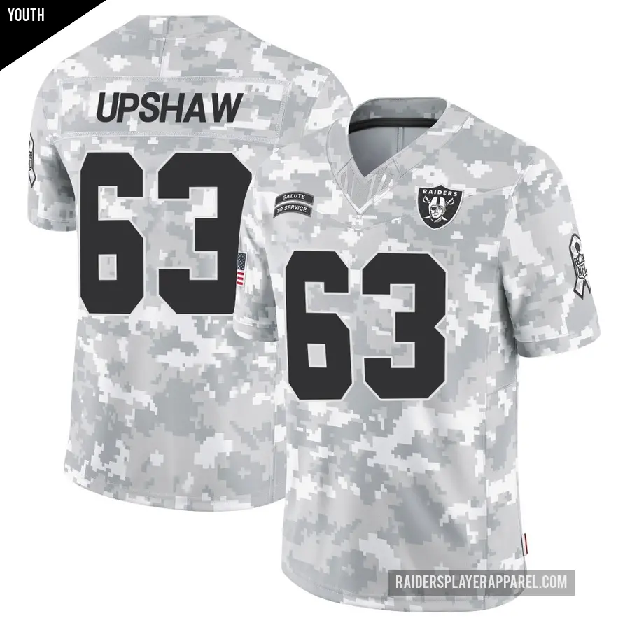 Youth Las Vegas Raiders ＃63 Wilson Gene Upshaw Arctic Camo Limited 2024 Salute to Service Jersey