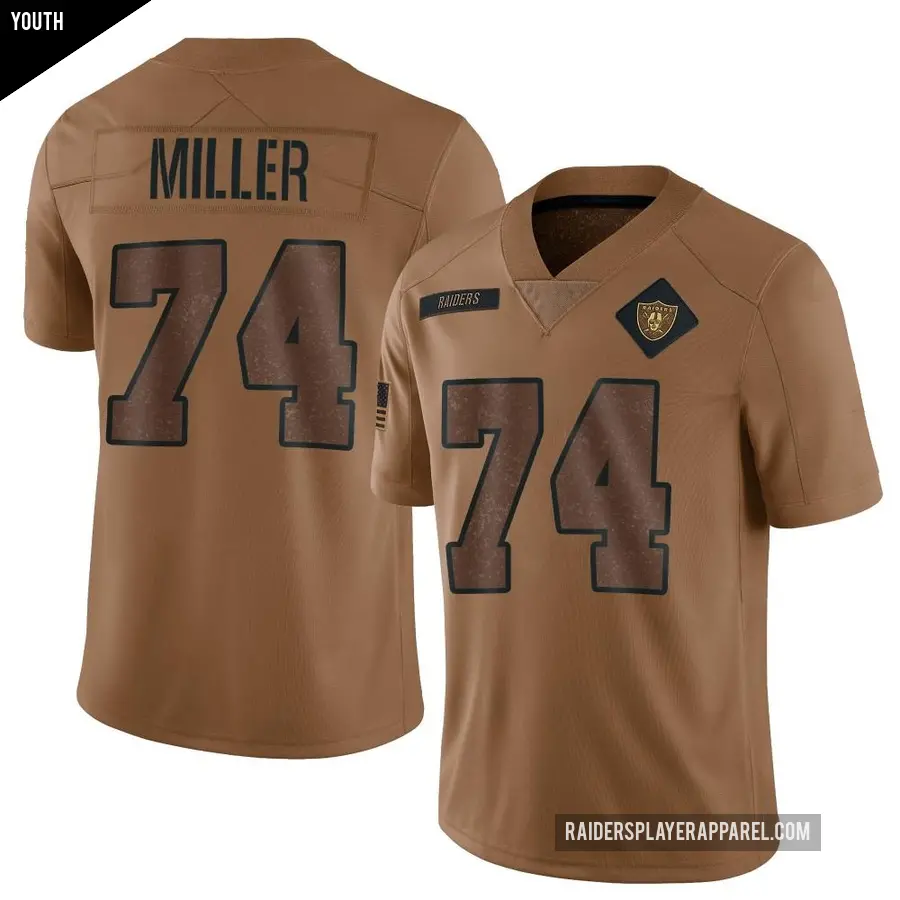 Youth Las Vegas Raiders ＃74 Kolton Miller Brown Limited 2023 Salute To Service Jersey