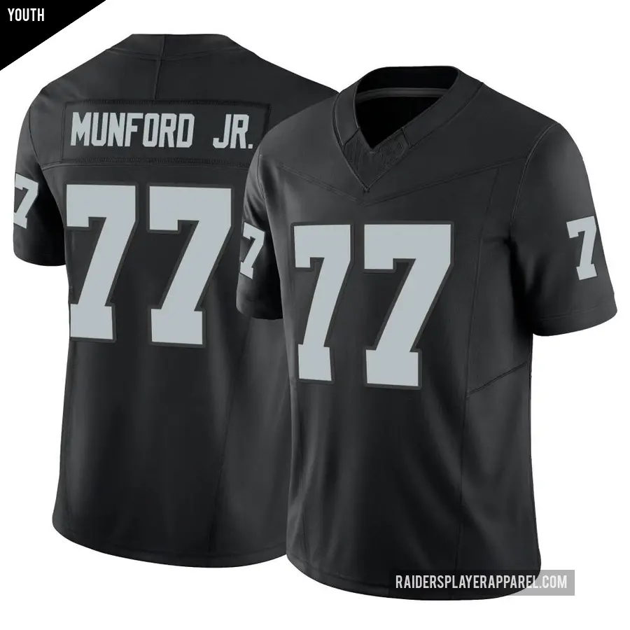 Youth Las Vegas Raiders ＃77 Thayer Munford Jr. Black Limited Vapor F.U.S.E. Jersey