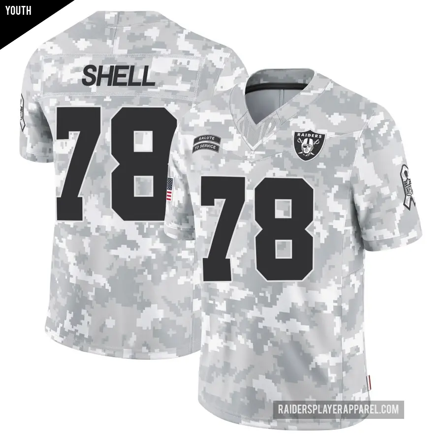 Youth Las Vegas Raiders ＃78 Art Shell Arctic Camo Limited 2024 Salute to Service Jersey