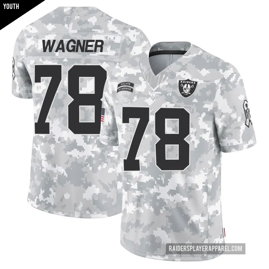 Youth Las Vegas Raiders ＃78 Dalton Wagner Arctic Camo Limited 2024 Salute to Service Jersey